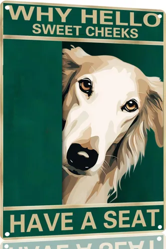 Vista 52 de Labrador Retriever - Letrero de metal con texto en inglés "Why Hello Sweet Cheeks Have A Seeks Have A Seeks" (1683)
