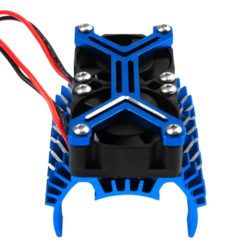 Vista 5 de Ventilador de refrigeración de disipador de calor dual para motor 40-42mm Compatible con 1/7 1/8 Arrma Traxxas coche RC se ajusta a los motores 4068