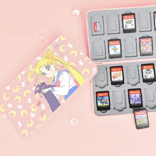 Vista 7 de DLseego Sailor Moon Switch - Funda para juegos con 24 ranuras para Switch Switch Lite y Switch OLED Tarjetas de juego y tarjeta Micro SD caja