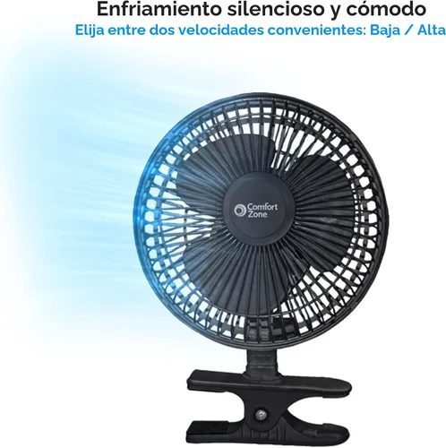 Vista 8 de COMFORT ZONE - Ventilador personal con clip y 2 velocidades de 6 pulgadas, color negro