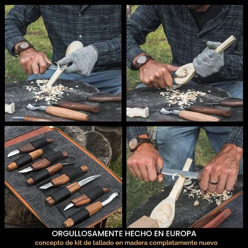 Vista 3 de BeaverCraft Kit de tallado de madera de lujo S50X – Herramientas de tallado de madera – Juego de cuchillos de tallado de madera con cuchara – Kit