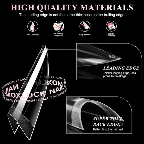 Vista 2 de Puntas de uñas estilo stiletto, uñas postizas de gel suave con forma de almendra, uñas postizas a presión de acrílico transparente, 120