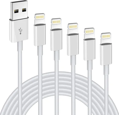 Vista 9 de OCEEK Cargador para iPhone (paquete de 3 cables USB A a Lightning de 6 pies), certificado MFi Cables de carga rápida Apple Charger compatible