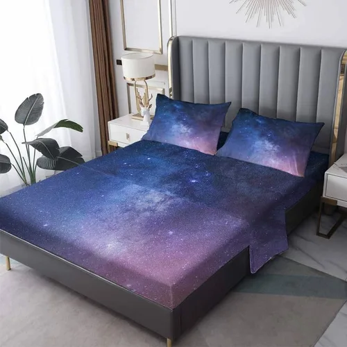 Vista 11 de Galaxy Sheets - Juego de sábanas de tamaño individual, sábanas de microfibra suave y bolsillo profundo, sábanas y fundas de almohada estampadas sin