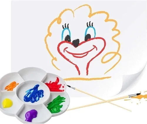 Vista 2 de 2 paletas de pintura, bandeja de pintura de plástico de 6.5 pulgadas, paleta de pintura de flores reutilizables para niños, acuarela acrílica