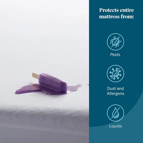 Vista 2 de Funda protectora para colchón de LUCID, envuelve al colchón por completo, impermeable, a prueba de alergias e insectos, Blanco, gemelo