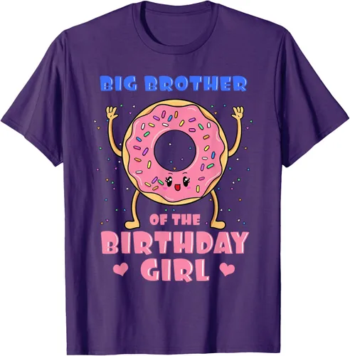 Vista 72 de Big Brother Of The Birthday Girl Donut Bday Party Bro Sib Camiseta, Negro, S