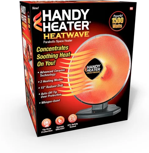 Vista 8 de Ontel Handy Heater Heatwave Calentador de Espacio Parabólico con Tecnología de Calentamiento Cerámico