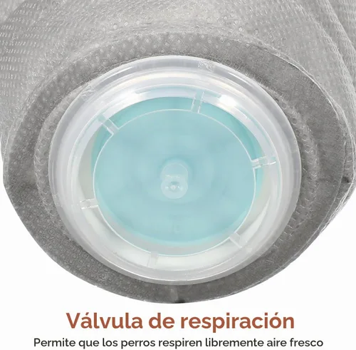 Vista 4 de Cubrebocas protector transpirable para perro, para polvo, 5 filtros, ajustable, cara de perro pequeño para contaminación al aire libre, bozal ligero