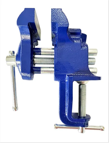 Vista 4 de Rolin Vise Abrazadera de trabajo de madera Herramientas ligeras de 3 pulgadas Pequeño tornillo de banco de mesa de tornillo de banco azul