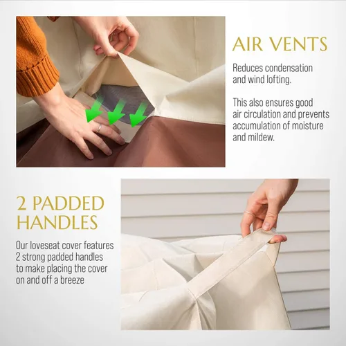 Vista 5 de Funda para muebles de patio, funda impermeable para sofá y sofá biplaza, poliéster resistente con revestimiento UV, fundas para muebles de exterior