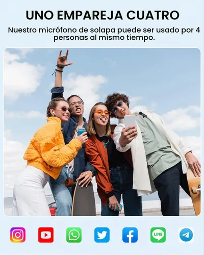 Vista 5 de Micrófono Lavalier inalámbrico 3 en 1 para iPhone: micrófono de solapa Bluetooth para iPad Android Phone Camera Pc - Micrófonos de clip pequeño