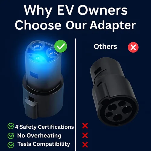 Vista 7 de Adaptador J1772 a Tesla 60A 250V Carga Rápida Certificada Seguridad Testada UL/CE/FCC/RoHS Adaptador de Carga EV Nivel 2 Sin