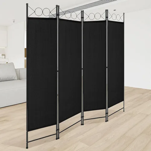 Vista 10 de Divisor de habitación, 4 paneles, pantalla de privacidad plegable portátil de 6 pies, divisor de pared independiente con marco de acero y panel