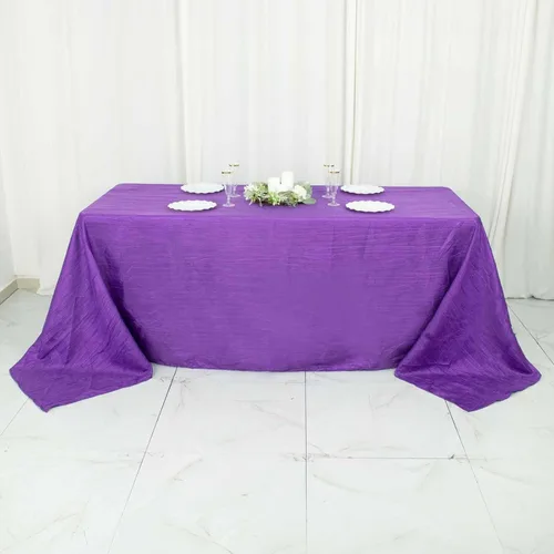Vista 9 de Tableclothsfactory Mantel rectangular de tafetán arrugado de acordeón azul polvoriento, de 60 x 102 pulgadas, perfecto para ceremonias de boda