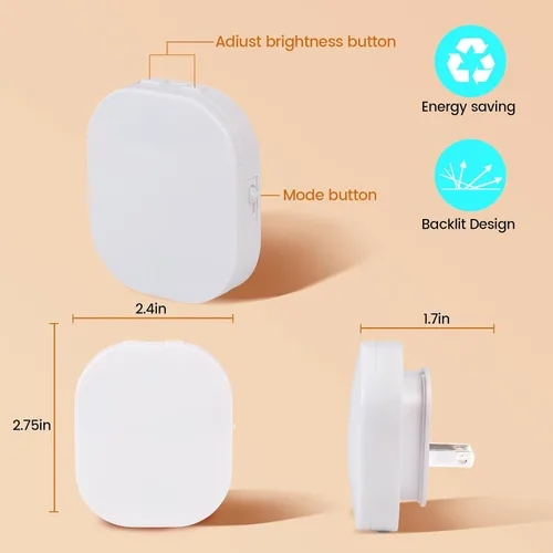Vista 6 de Luz nocturna LED retroiluminada con sensor de movimiento y sensor de atardecer a amanecer, luz nocturna blanca cálida suave de 2700 K con brillo