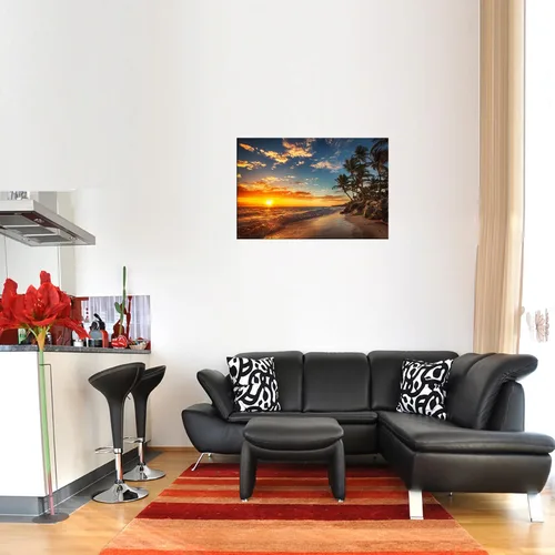 Vista 5 de DZL Art S74769 - Impresión de Pintura en Lienzo Paraíso Isla Tropical Playa con Palmeras Impresión Fotográfica Imágenes de la Naturaleza Arte