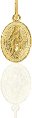 Vista 8 de forme di Lucchetta - pequeño dije colgante de medalla milagrosa de oro de 14 K - Fina joyería católica italiana - Dije para collar de la Bendita