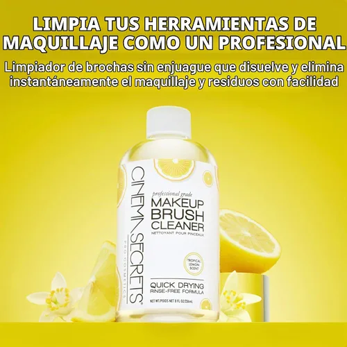 Vista 2 de Cinema Secrets Kit limpiador de brochas de maquillaje original, limpiador profesional + lata de limpieza para brochas de maquillaje, fórmula