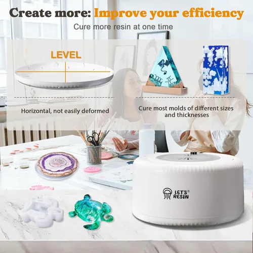 Vista 3 de LET'S RESIN Máquina de curado para resina: secadora automática de 3 horas con bandeja grande, ajuste de un botón, sin deformación, suministros