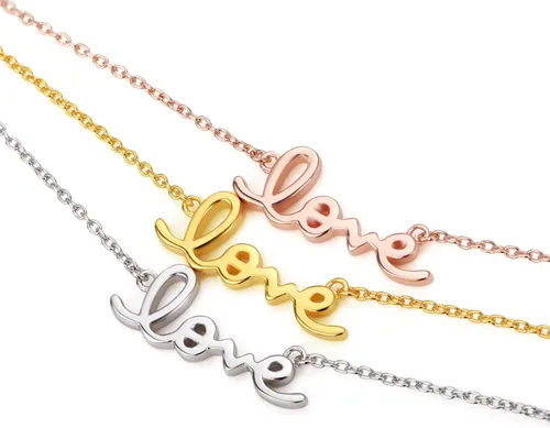 Vista 5 de Collar de amor cursivo Plata de ley 925