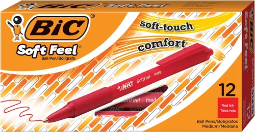 Vista 9 de BIC Bolígrafos retráctiles negros de tacto suave, punta media (0.039 pulgadas), paquete de 12 unidades, bolígrafos negros con agarre cómodo y suave
