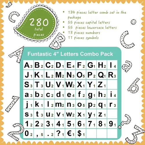 Vista 5 de Tenare Juego de 134 letras para tablón de anuncios de 5 pulgadas, letras del alfabeto, números y letras para tablero de anuncios, decoración