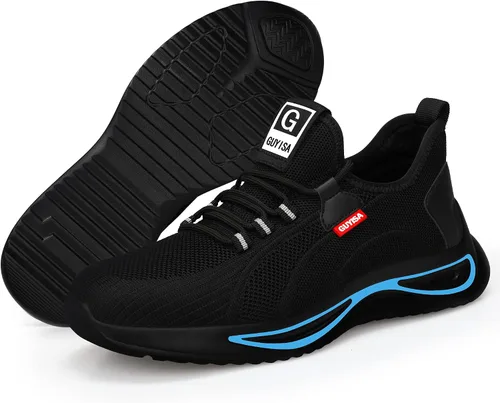 Vista 7 de GLANOUDUN Steel Toe Shoes for Men Women,Lightweight Comfortable Safety Shoes for Men Steel Toe Wide,Indestructible Working Shoes for Men Black