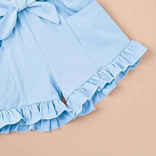 Vista 8 de Ropa para niña pequeña, con correa ajustable, sin mangas, de una pieza, con volantes, para verano, con bolsillo, de 6 meses a 5T