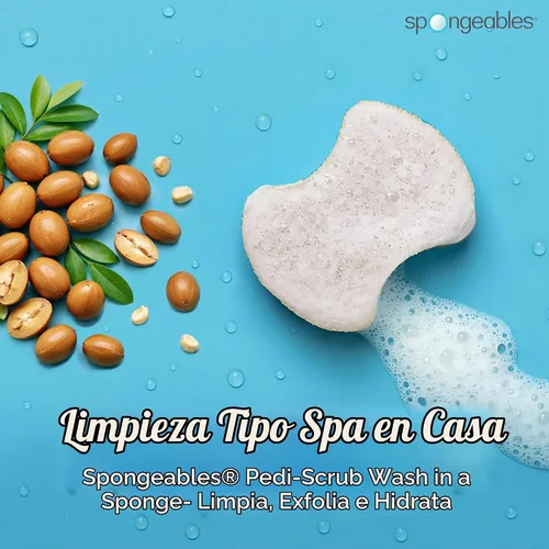 Vista 2 de Spongeables Pedi Scrub Foot Exfoliating 20+ Wash Sponge, aceite de argán, 2