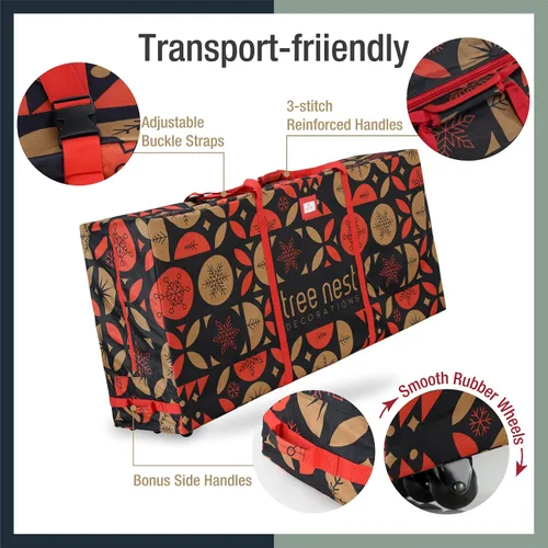 Vista 5 de Tree Nest Oxford Bolsa de almacenamiento para árbol de Navidad, 7.5 pies, con ruedas, impermeable, rectangular, elegante, cierre de cremallera