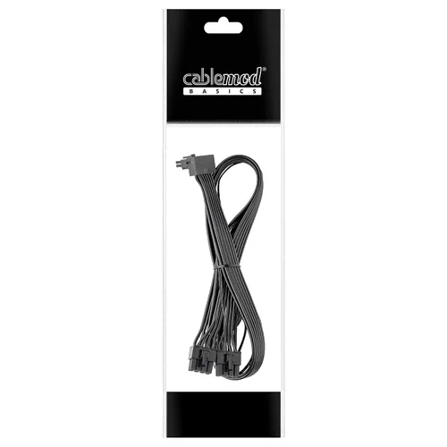Vista 3 de CableMod Basics C-Series 12VHPWR Cable PCI-e de 90 grados StealthSense para Corsair - Variante A (negro, 16 pines a doble 8 pines, 23.6 in)