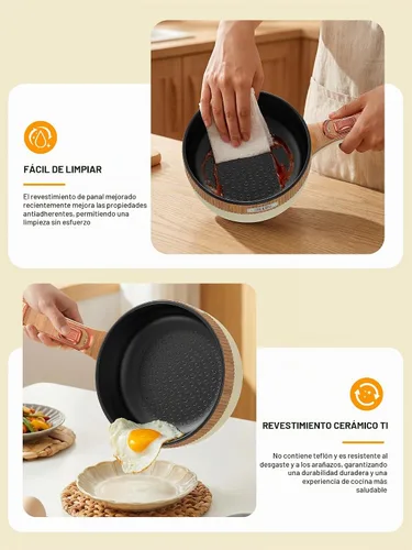 Vista 6 de Olla eléctrica, olla eléctrica portátil de 1.5 L, sartén multifuncional para sopa de filete de ramen con potencia ajustable para dormitorio, hogar