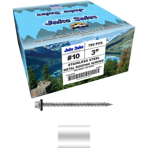 Vista 23 de 9 x 1 ABC Gray Stainless Steel Metal Roofing Screws - Hex Washer Head - Self-Piercing (SP) tip Metal to Wood siding Screws - EPDM Washer. 1 x 250