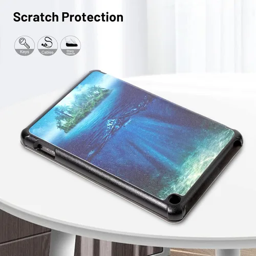Vista 7 de Dteck Funda delgada para tablet Fire 7 de 12ª generación 2022, ligera, inteligente, con soporte triple y función de encendido y apagado automático