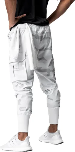 Vista 6 de DIOTSR Pantalones deportivos ligeros para hombre, pantalones deportivos tipo cargo para hombre, pantalones de entrenamiento delgados con bolsillos