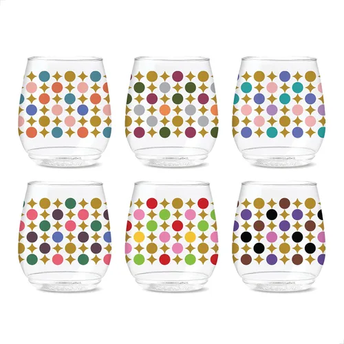 Vista 8 de TOSSWARE POP Vino Designer Series - Formas 2, juego de 6, calidad premium, reciclables, irrompibles y transparentes de plástico transparente