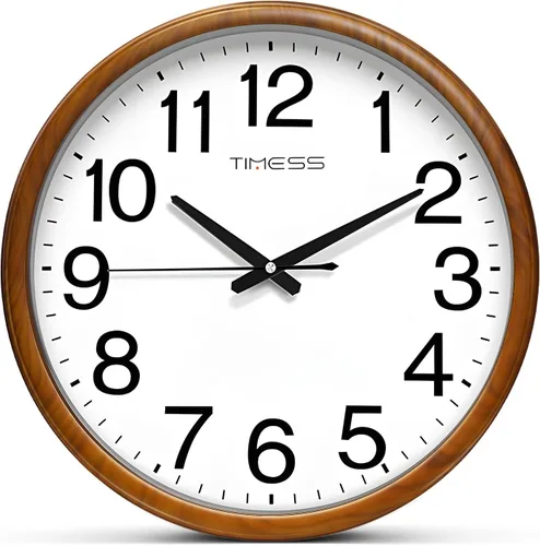 Vista 8 de Reloj de pared TIMESS, acabado clásico estilo madera, de 11 pulgadas, silencioso, sin tictac, funciona con pilas, de cuarzo, analógico
