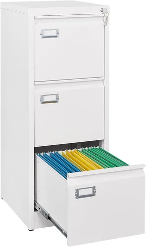Vista 12 de SISESOL - Archivador de 4 cajones con cerradura y etiqueta, archivador vertical blanco, archivadores de cierre estrecho con cajones, almacenamiento