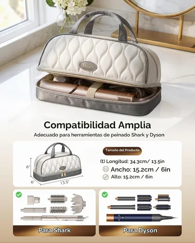 Vista 5 de Mancro Estuche de transporte para Shark FlexStyle, bolsa de viaje acolchada para herramientas para el cabello con alfombrilla resistente al calor
