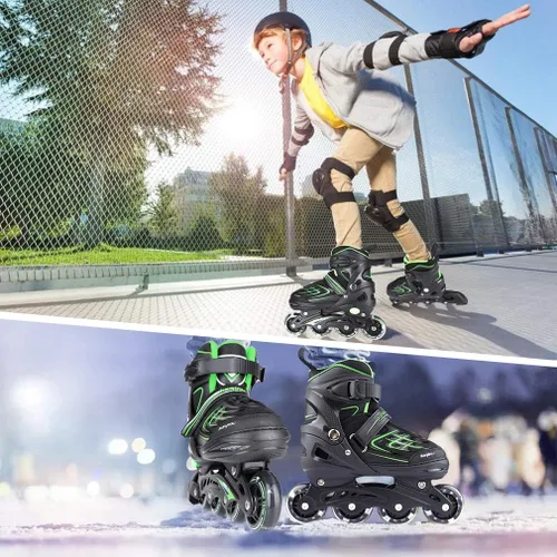 Vista 7 de Patines en línea ajustables, patines en línea para exterior con ruedas completamente iluminadas para niños y adultos, mujeres, niñas y niños