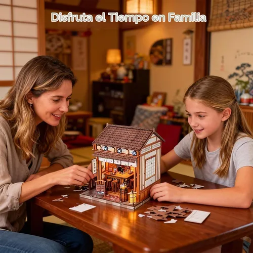 Vista 8 de Kit de rincón de libros para adultos, kit de casa de muñecas Sakura japonesa, kit de casa en miniatura con luz LED, mini kit de construcción Bar