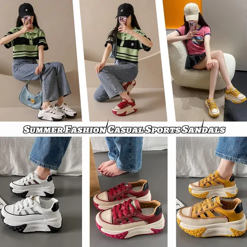 Vista 2 de SOLPNOW Tenis casuales de cuero transpirable para mujer, con cordones, antideslizantes, absorben los golpes, para correr
