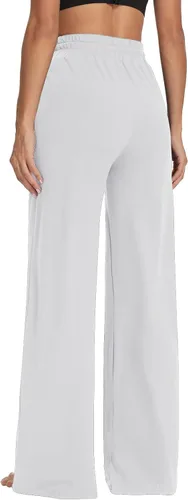 Vista 4 de Sarin Mathews - Pantalones deportivos de yoga para mujer, pantalones de pijama de pierna ancha, pantalones de entrenamiento cómodos con cordón