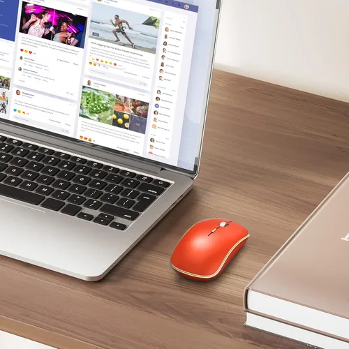 Vista 6 de JOYACCESS Ratón inalámbrico para juegos, mouse USB portátil delgado para computadora portátil, computadora, PC (naranja rojo)