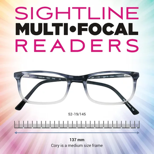 Vista 5 de Sightline Lentes de lectura multifocal, color gris a cristal desvanecido, potencia progresiva, calidad premium, marco de acetato Cory