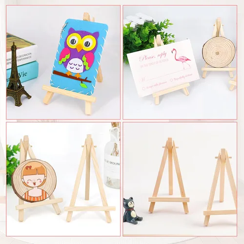 Vista 5 de 40 mini caballetes de madera de 6 pulgadas, soporte de trípode de madera para pintar, mini caballetes de mesa para tarjetas, artistas, manualidades