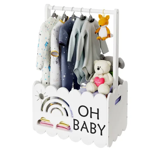Vista 9 de Caja de madera para baby shower para niños y niñas, regalos de canasta para nuevos padres, regalo de bienvenida para bebé, adecuado para el embarazo