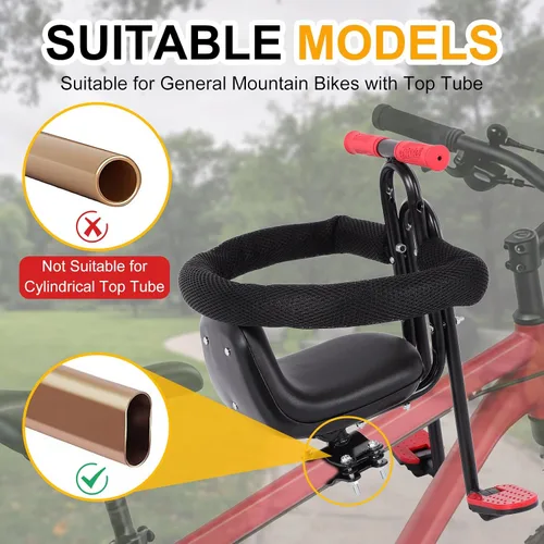 Vista 4 de Asiento de bicicleta para niños, asiento delantero, asiento para niños, asiento deportivo para bicicleta para adultos, asiento delantero