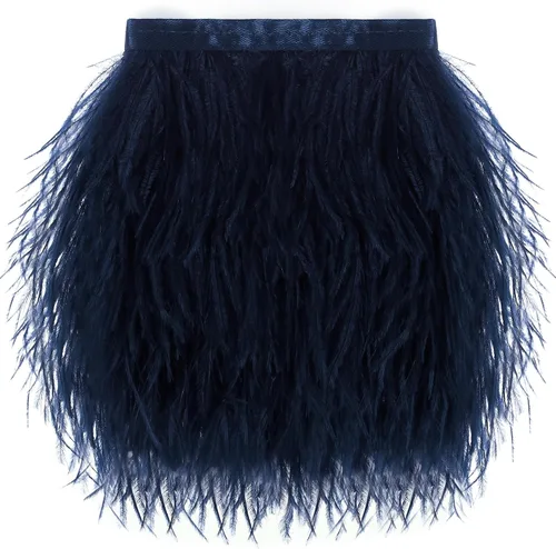 Vista 14 de SOGUGOM Adorno de Plumas de Avestruz Negro - 1.5 Capas 2 Yardas Plumas de 4 Pulgadas Adorno de Cintas con Flecos para Costura, Vestidos, Proyectos